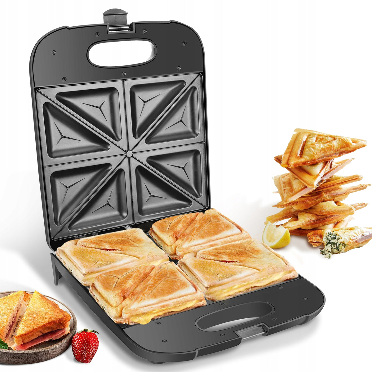 Opiekacz do kanapek Toster Sandwich na 4 tosty Aigostar czarny 1400 W