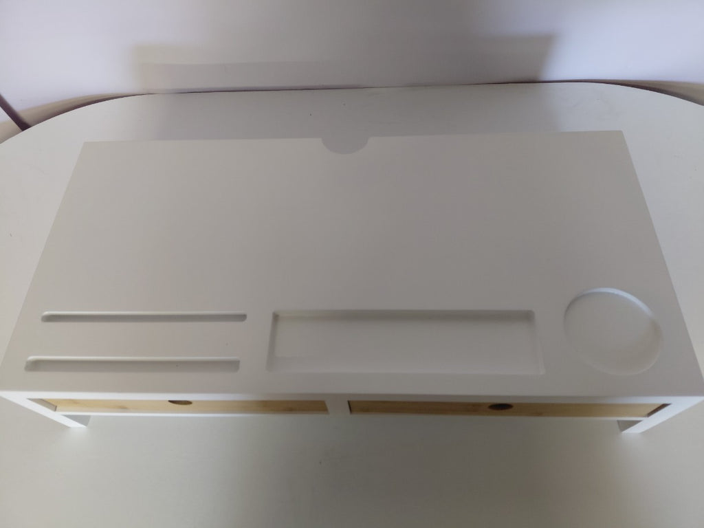 Stojak pod monitor z szufladami