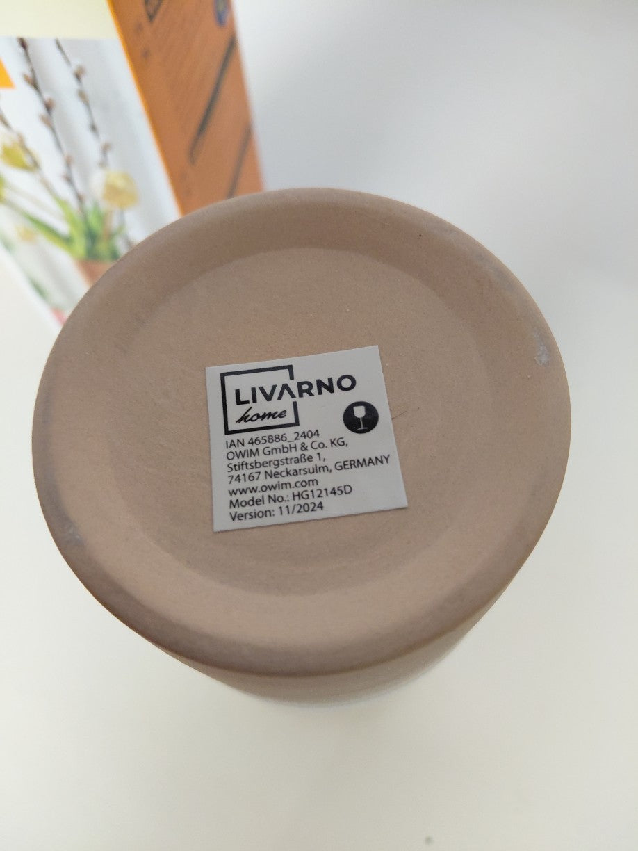 Wazon ceramiczny Livarno Home emaliowany beżowo-brązowy 7,5x19 cm