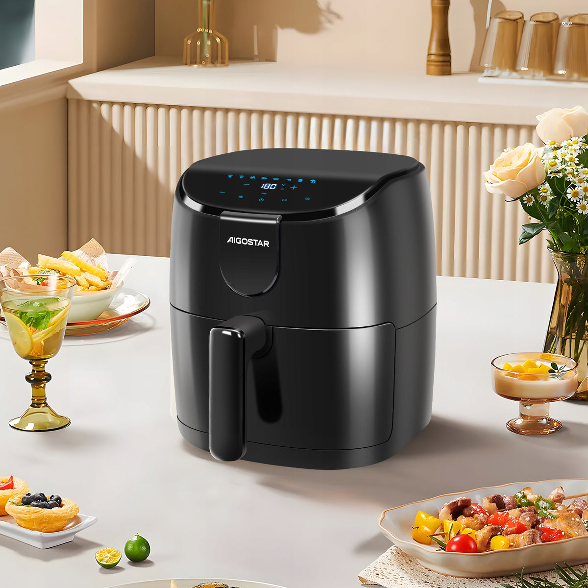 FRYTKOWNICA BEZTŁUSZCZOWA AIR FRYER FRYTOWNICA 1500W MOCNA 4L Aigostar