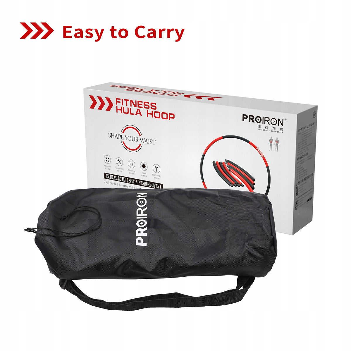 Hula-hop PROIRON 98 cm, 1 kg – składane, 8-elementowe