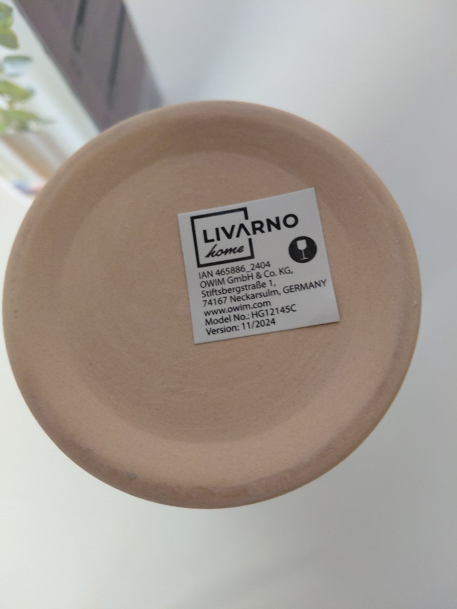 Wazon ceramiczny Livarno Home emaliowany szaro-beżowy 7,5x19 cm