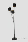 RL Three-Arm Floor Lamp – Black Lampshades with Gold Interior, 150 cm