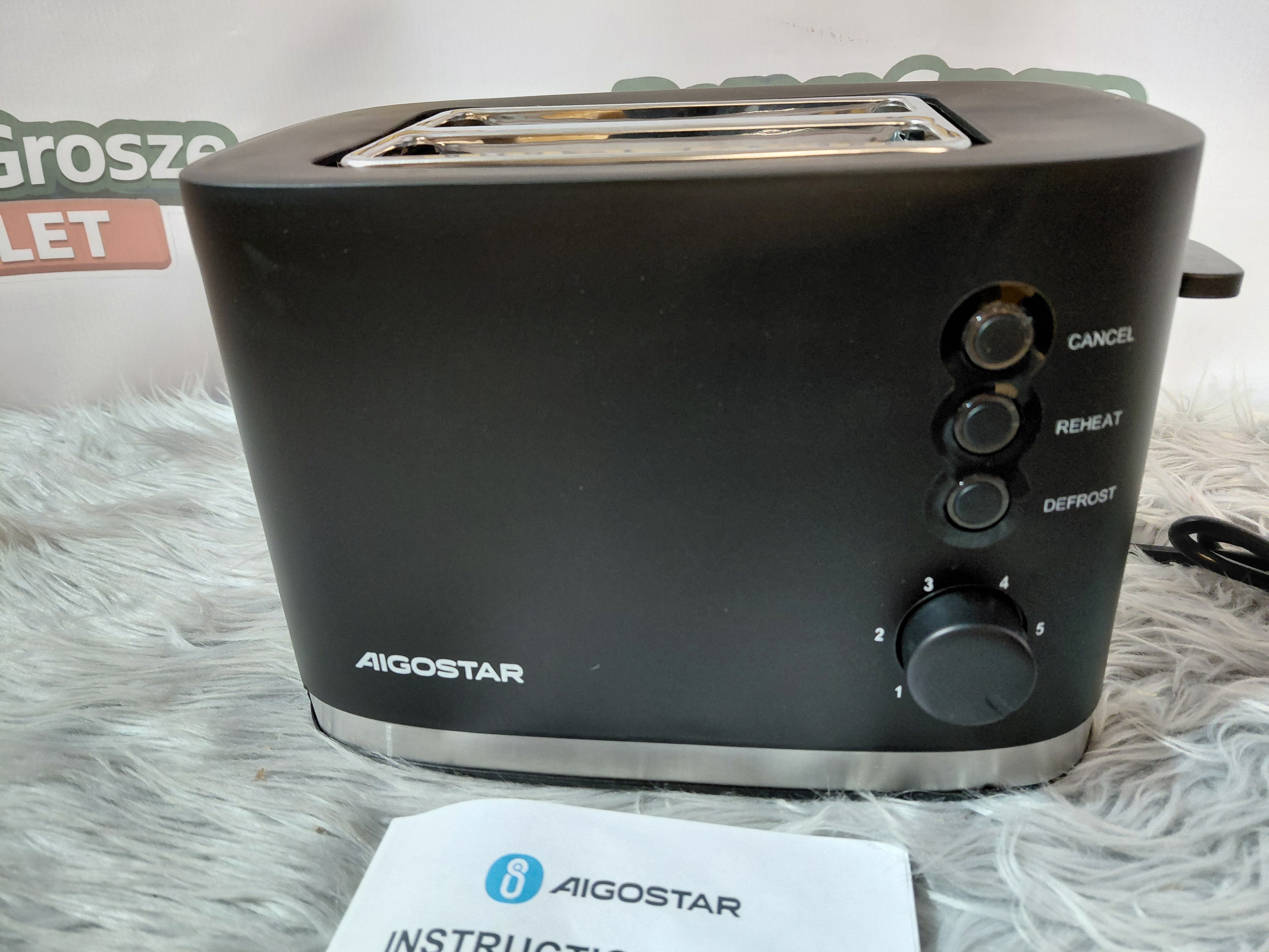 Aigostar Toster Dwukomorowy B30202J4R – Cancel, Reheat, Defrost
