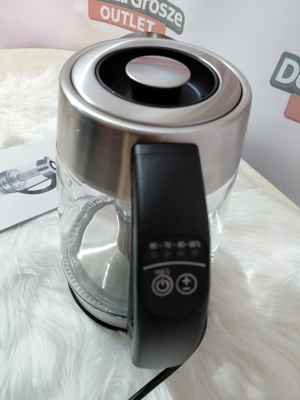 Aigostar – szklany czajnik elektryczny z regulacją temperatury i zaparzaczem, 1,7L (nowy)