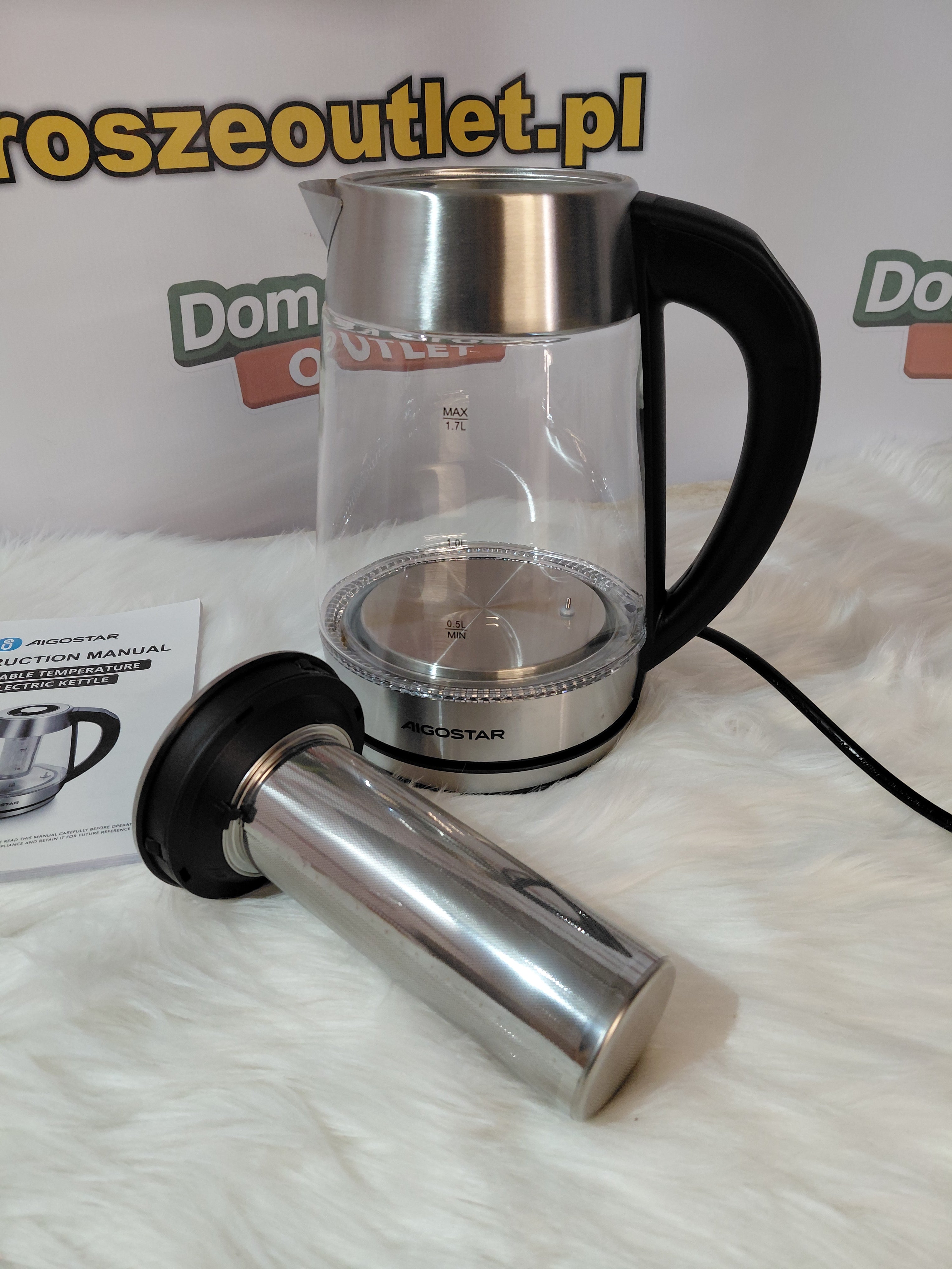 Aigostar – glass electric kettle with temperature control and infuser, 1.7L (new)