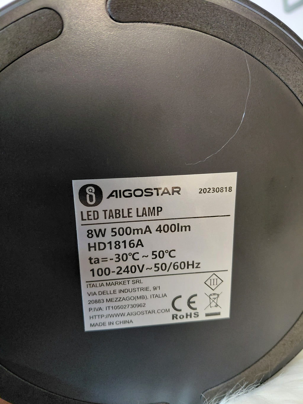 Aigostar HD1816A Lampka Biurkowa LED 8W 400lm 5 Barw Sciemnianie USB Czarna