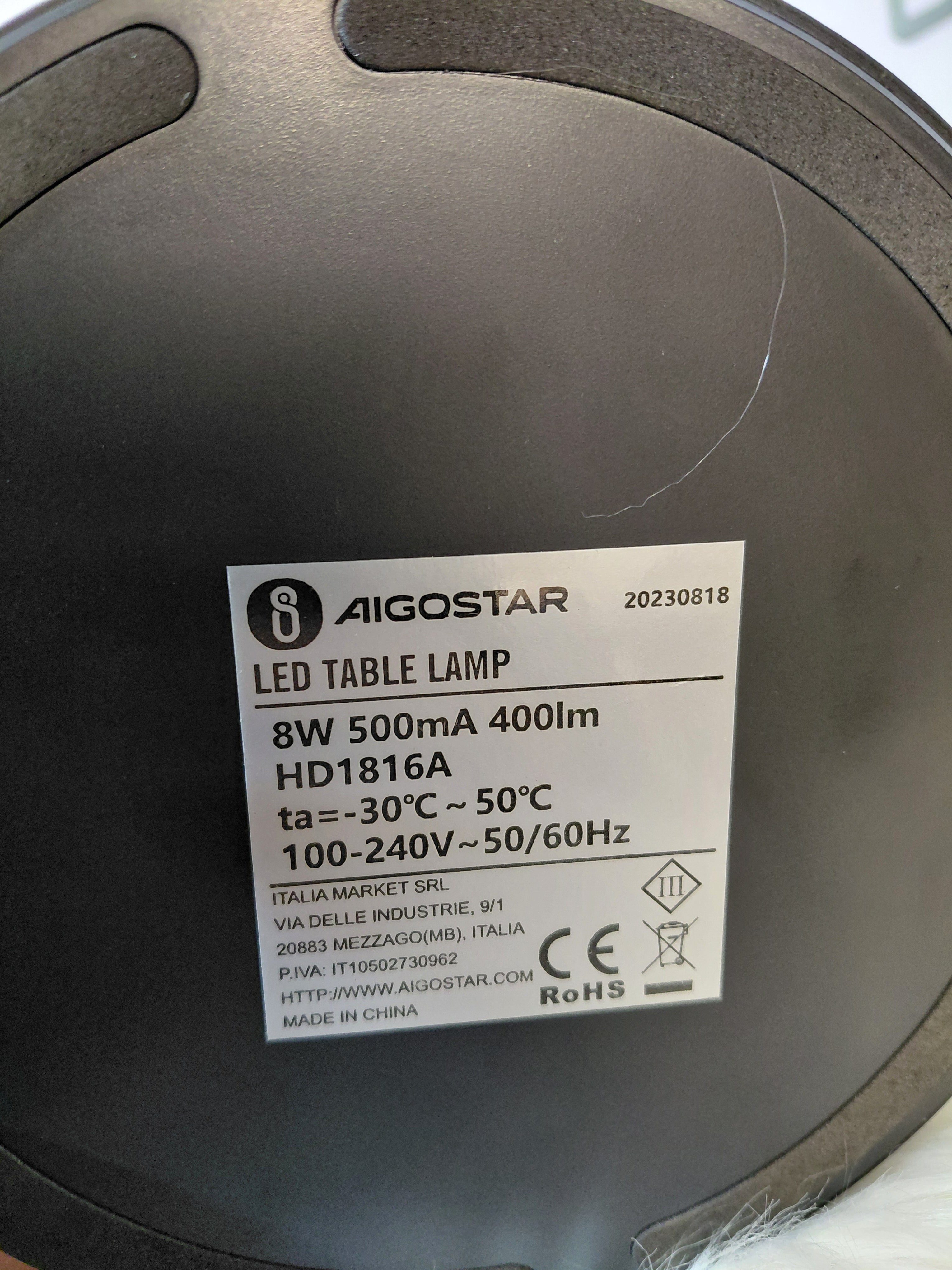 Aigostar HD1816A Lampka Biurkowa LED 8W 400lm 5 Barw Sciemnianie USB Czarna