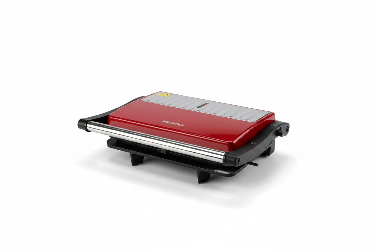 Opiekacz Panini Maker Aigostar – rowkowane płyty, powłoka marmurkowa, ~1500W 🔥 idealny na tosty i grill!