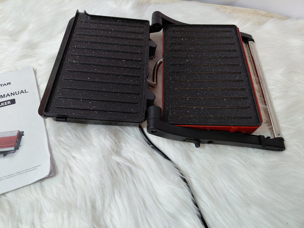 Opiekacz Panini Maker Aigostar – rowkowane płyty, powłoka marmurkowa, ~1500W 🔥 idealny na tosty i grill!