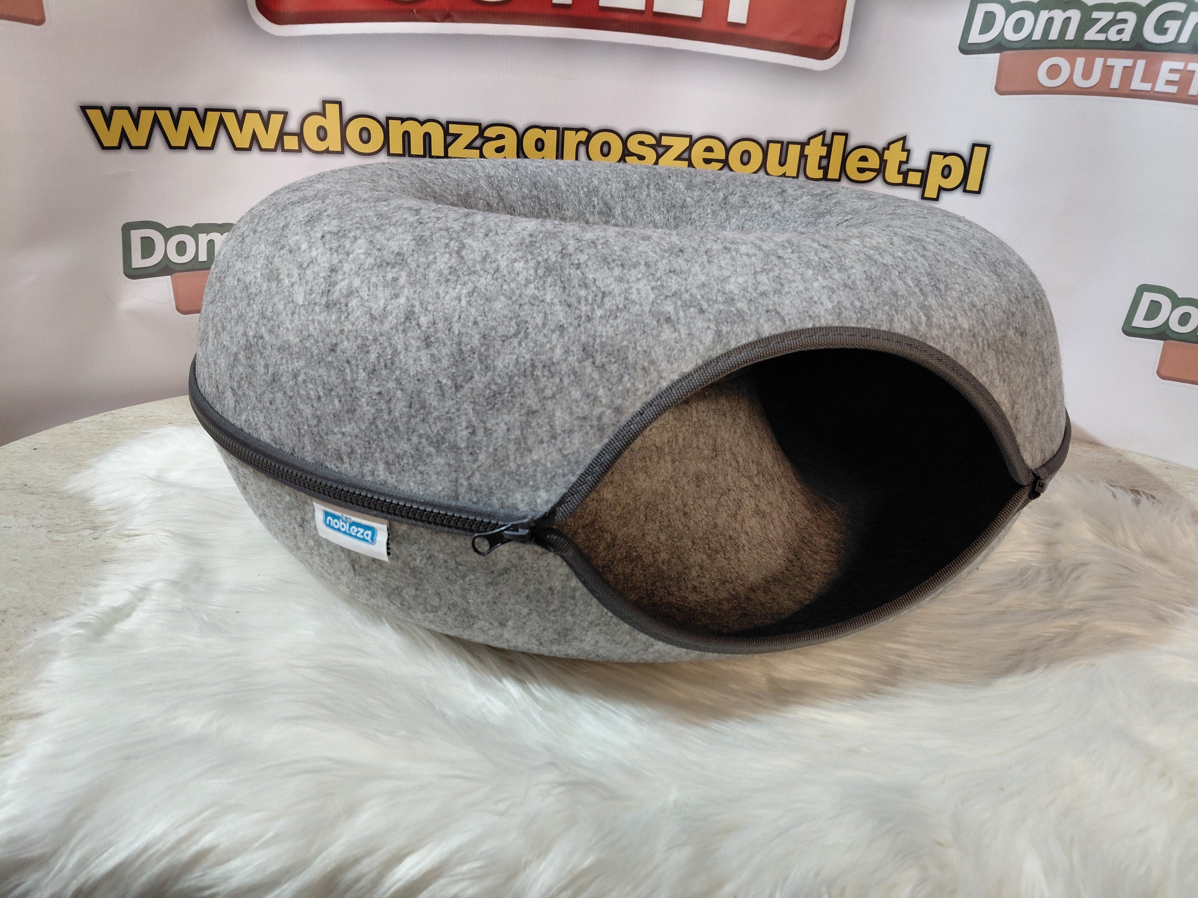 Legowisko dla Kota Donut 2w1 Nobleza - tunel + legowisko, miękki filc, Ø59 cm 🐈 Twój kot pokocha!