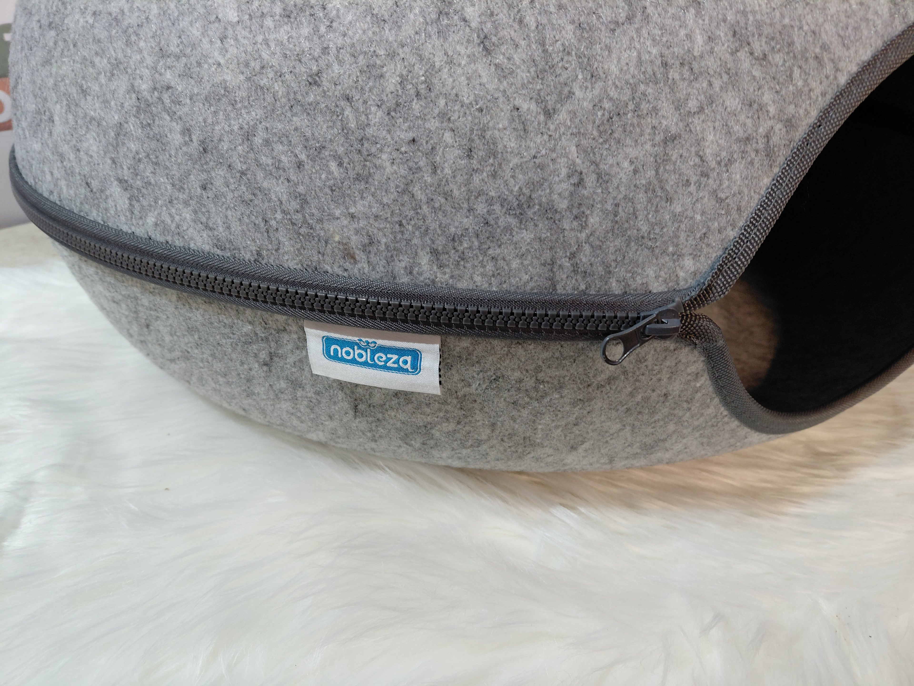 Legowisko dla Kota Donut 2w1 Nobleza - tunel + legowisko, miękki filc, Ø59 cm 🐈 Twój kot pokocha!