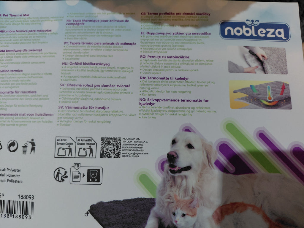 Nobleza Pet Thermal Mat – Samonagrzewająca Mata dla Psa i Kota, L 115x70 cm