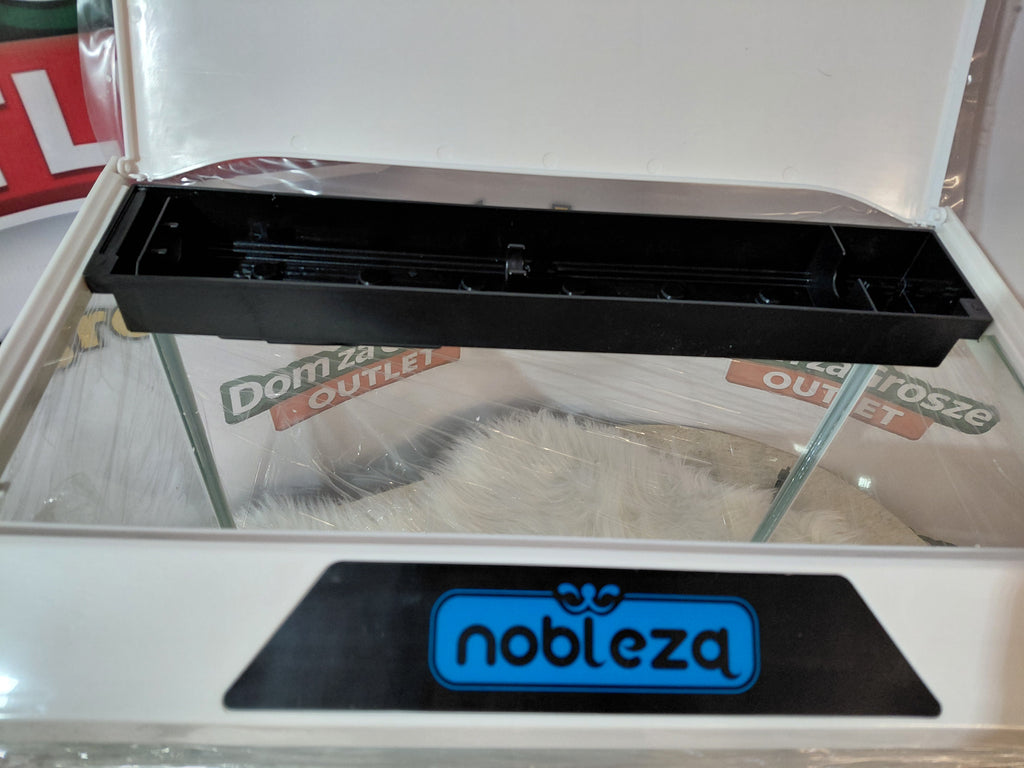 Glass Aquarium 54L Nobleza – white LED cover, underwater light bar, complete set 🐠 elegant design!