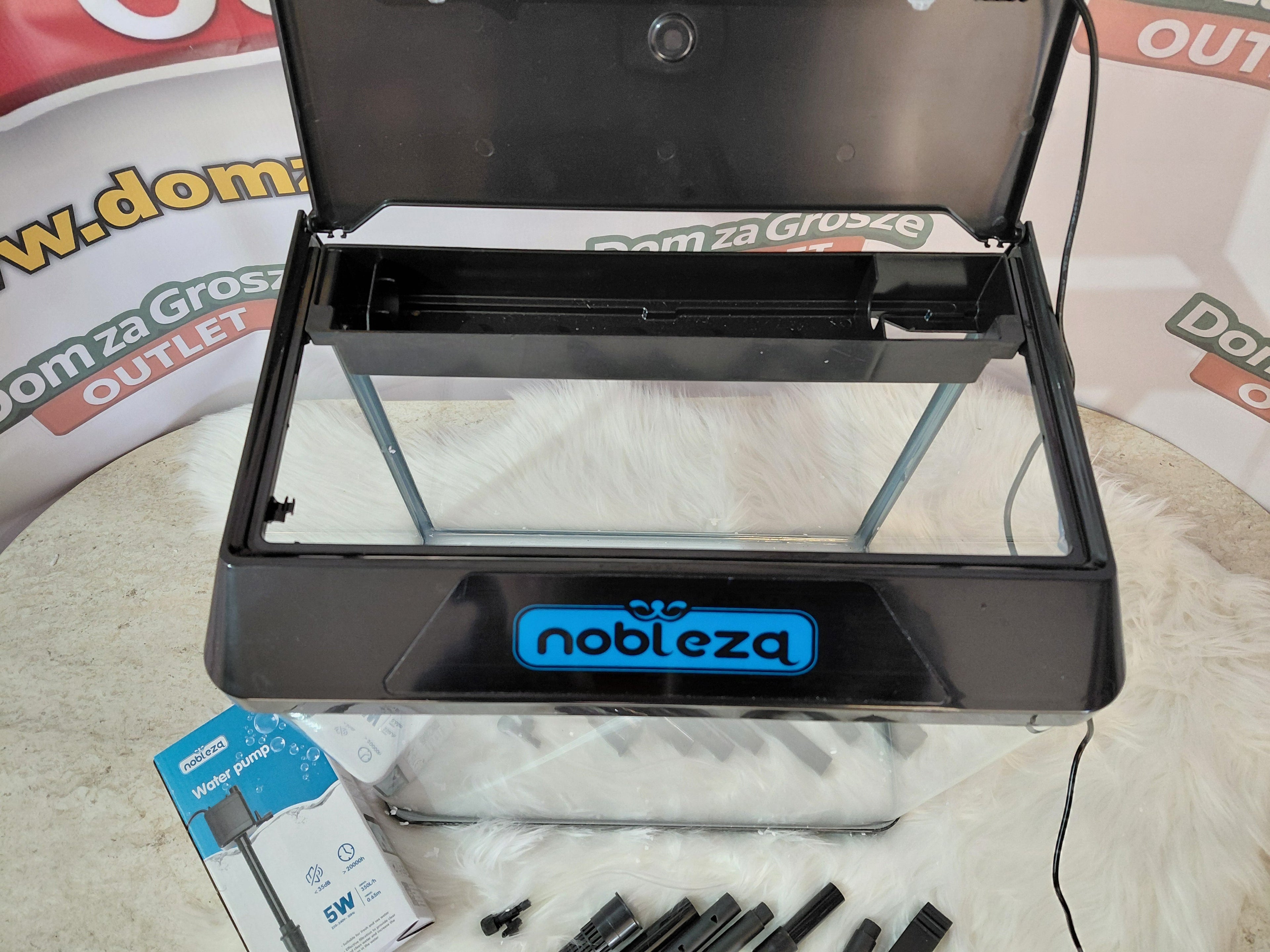 Aquarium Complete Set 30L Nobleza – LED lid, 3-in-1 pump, ready to use 🐟 perfect for beginners!