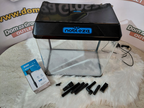 Akwarium Zestaw Kompletny 30L Nobleza – pokrywa LED, pompa 3w1, gotowe do użycia 🐟 idealne dla początkujących!