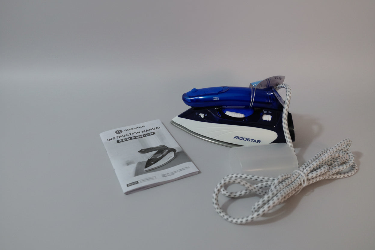 Aigostar – Travel Steam Iron, white and blue (new)