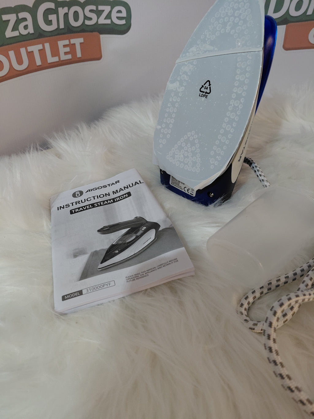 Aigostar – podróżne żelazko parowe Travel Steam Iron, biało-niebieskie (nowe)