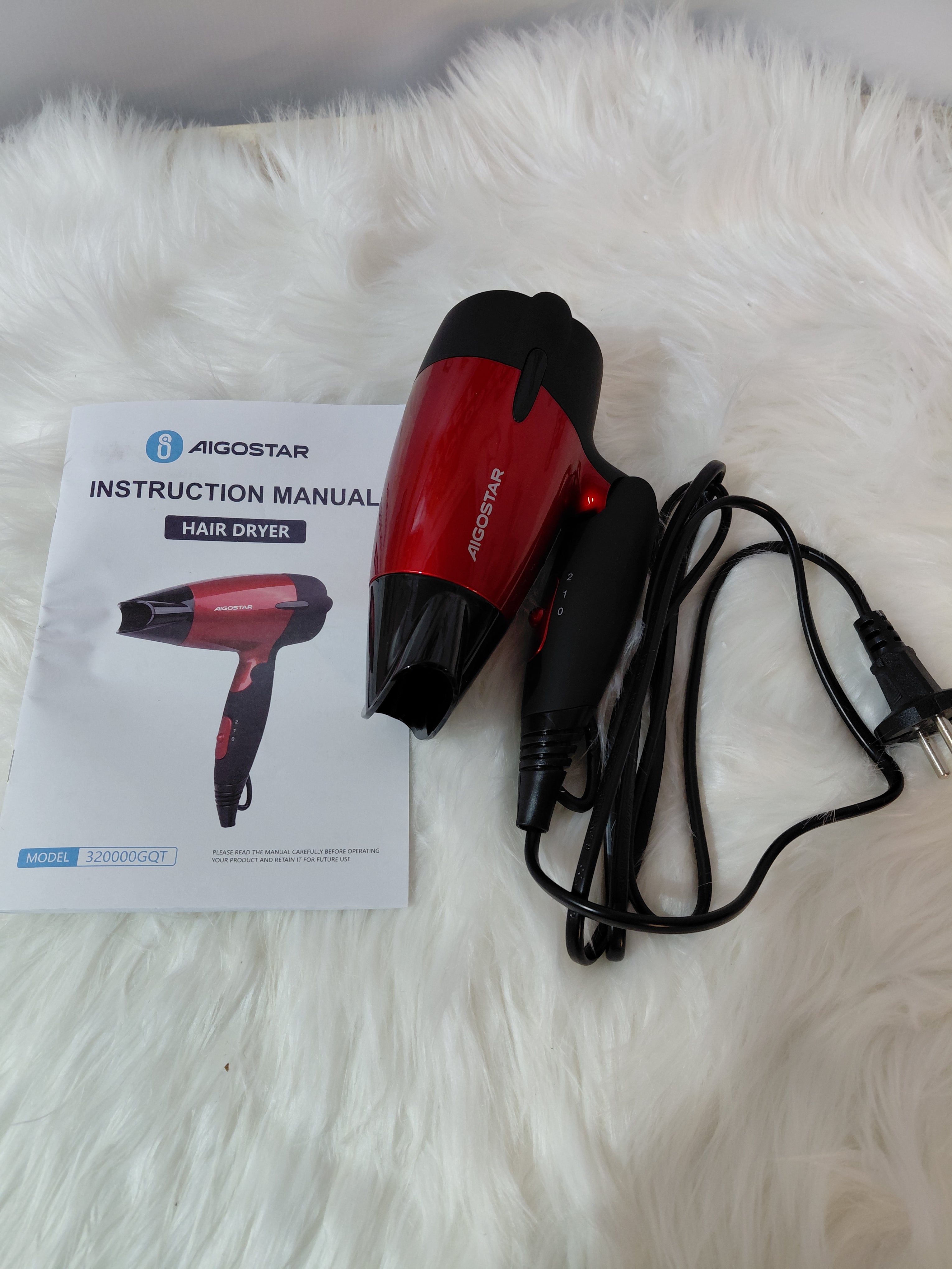 Aigostar - Hair Dryer, red and black (new)