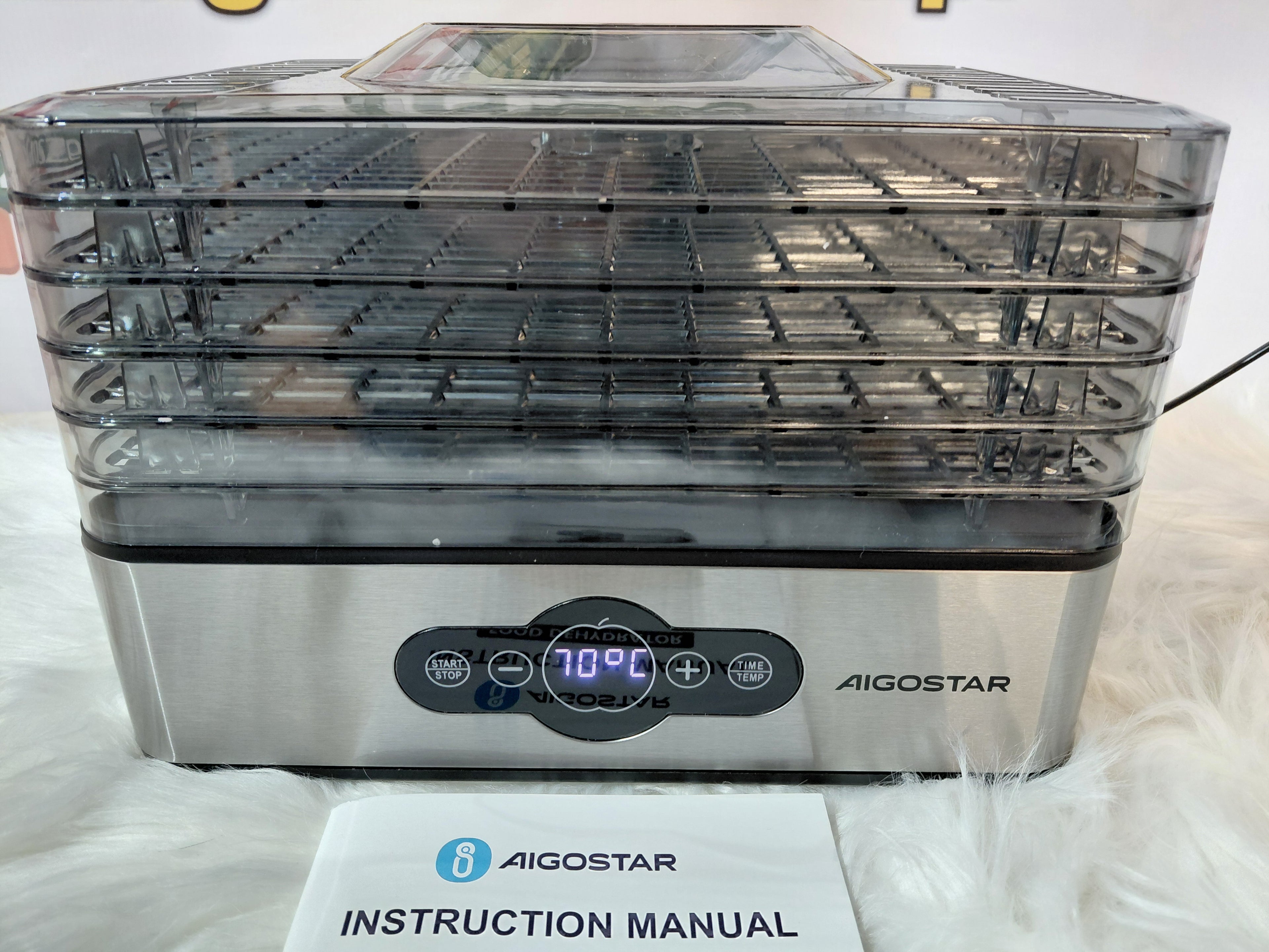 Aigostar Suszarka do Żywności Food Dehydrator 300005INI – 5 Tacek, Cyfrowy Panel