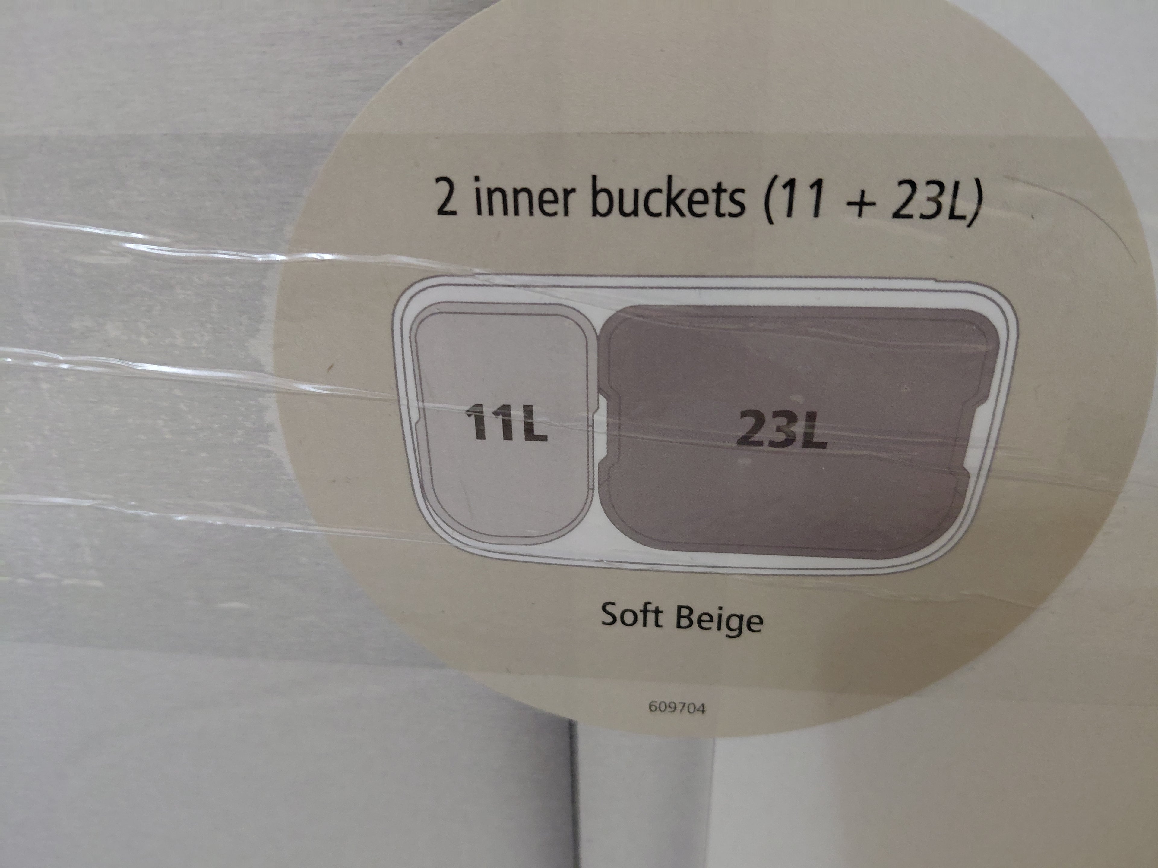 Brabantia Bo Touch Bin - 11+23L dual compartment waste bin, Soft Beige (new)