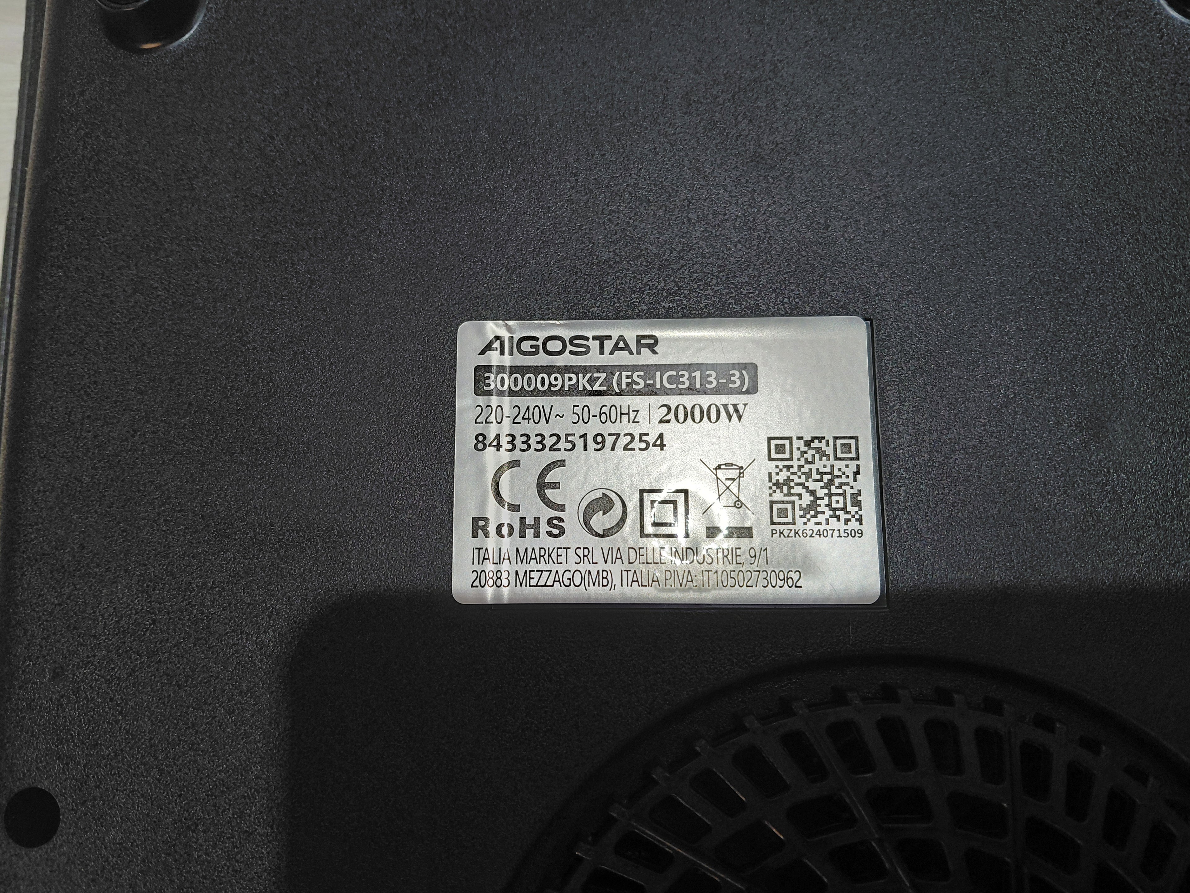 Aigostar – jednopalnikowa płyta indukcyjna z panelem dotykowym (powystawowa)
