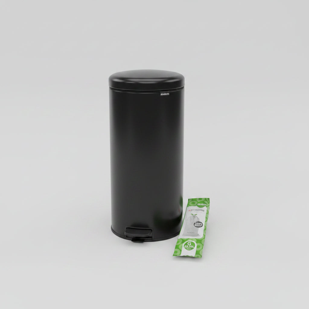 Brabantia NewIcon - metalowy kosz na śmieci z pedałem 30 l, czarny (delikatne wgniecenie na górze)
