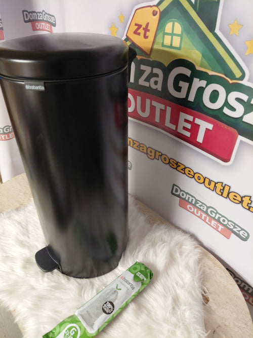 Brabantia NewIcon - metalowy kosz na śmieci z pedałem 30 l, czarny (delikatne wgniecenie na górze)