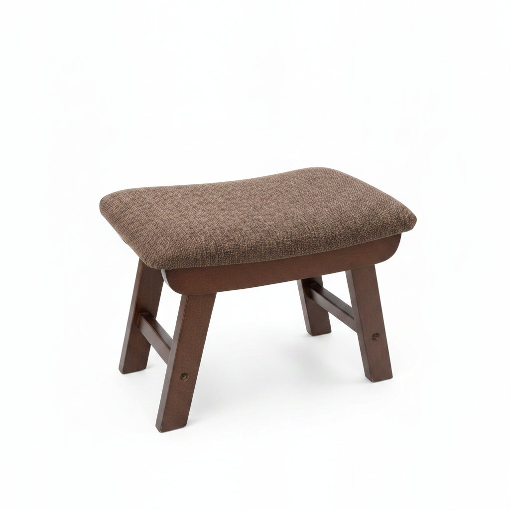 Podnóżek Drewniany Tapicerowany 39x26x30 cm Brązowy Retro Styl