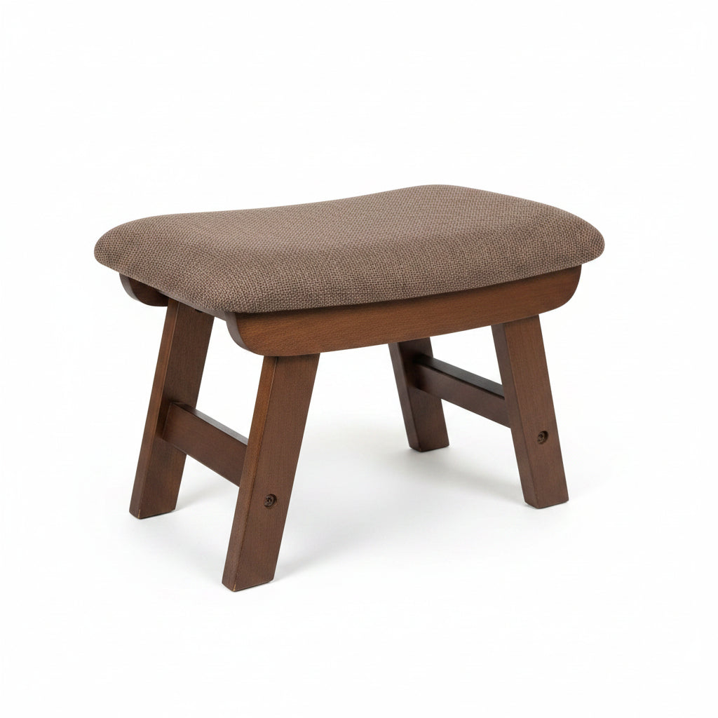 Podnóżek Drewniany Tapicerowany 39x26x30 cm Brązowy Retro Styl