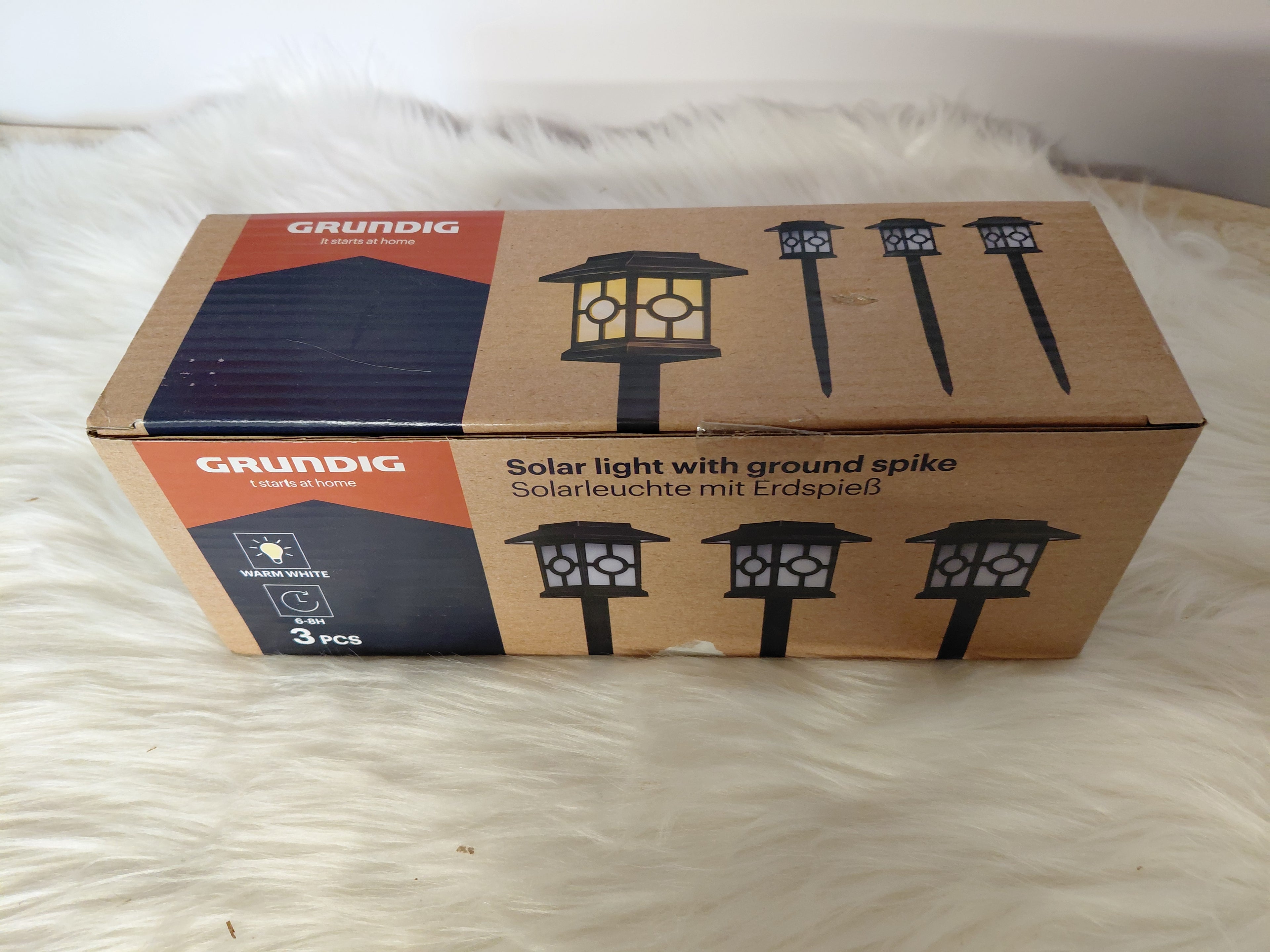Grundig Solarne latarnie ogrodowe LED zestaw 3 szt. - ciepłe białe, 6-8h świecenia