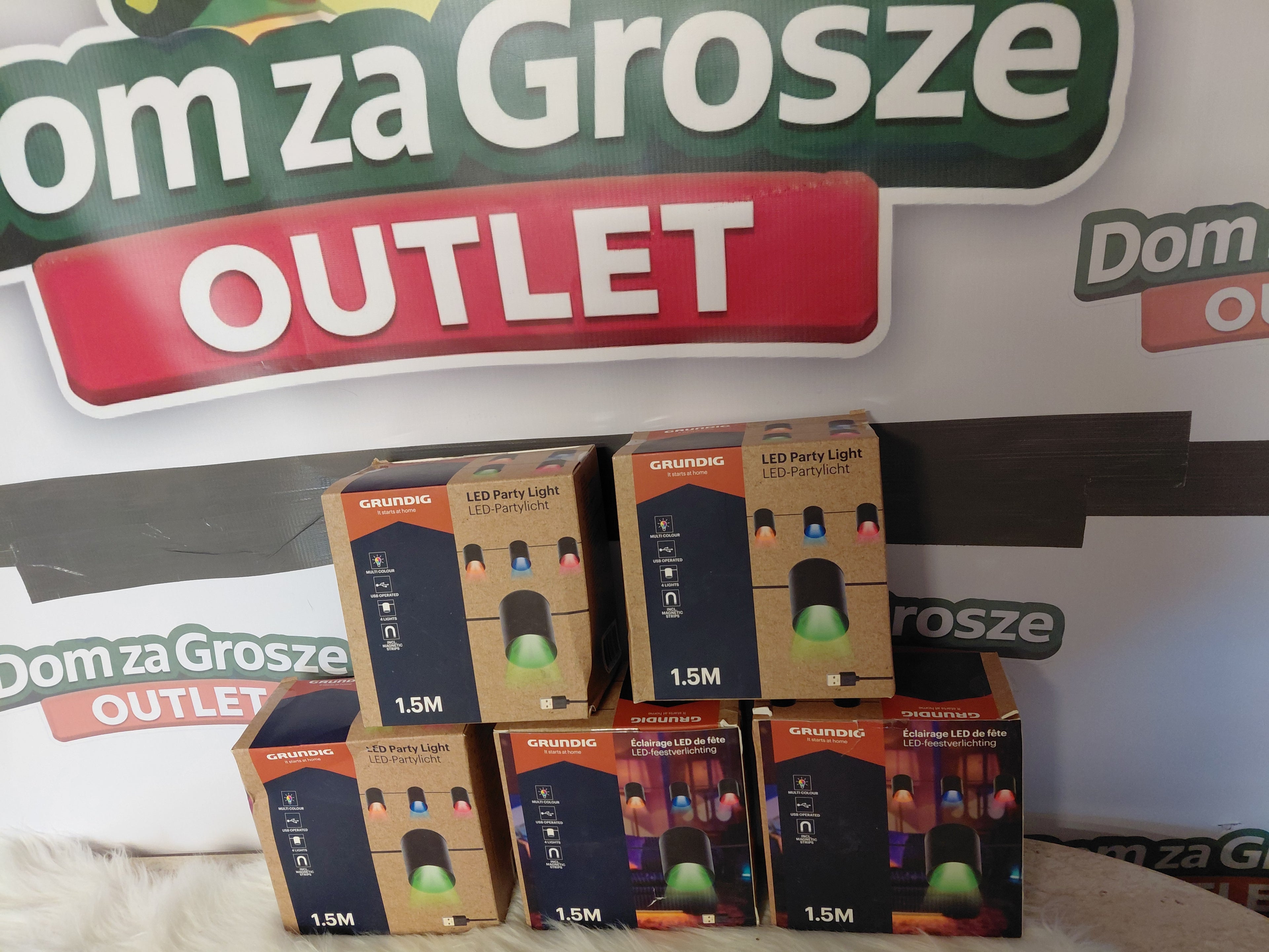 Grundig LED Party Light - 4 kolorowe lampki USB z magnesami, 1.5 m