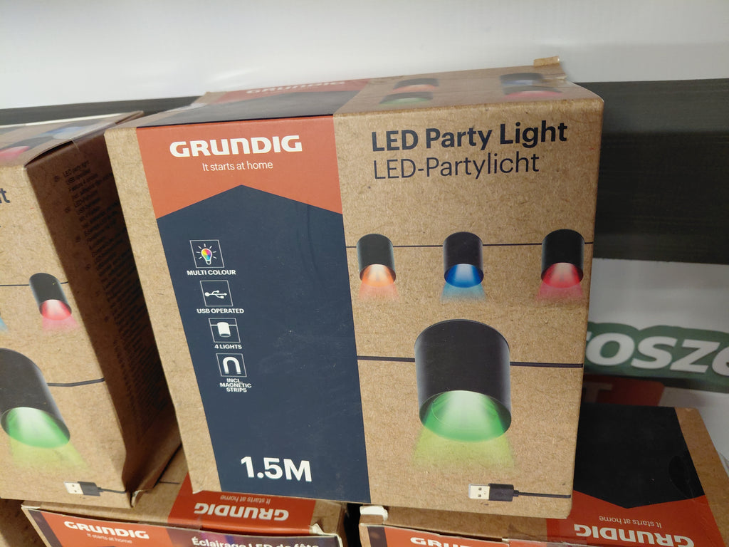 Grundig LED Party Light - 4 kolorowe lampki USB z magnesami, 1.5 m