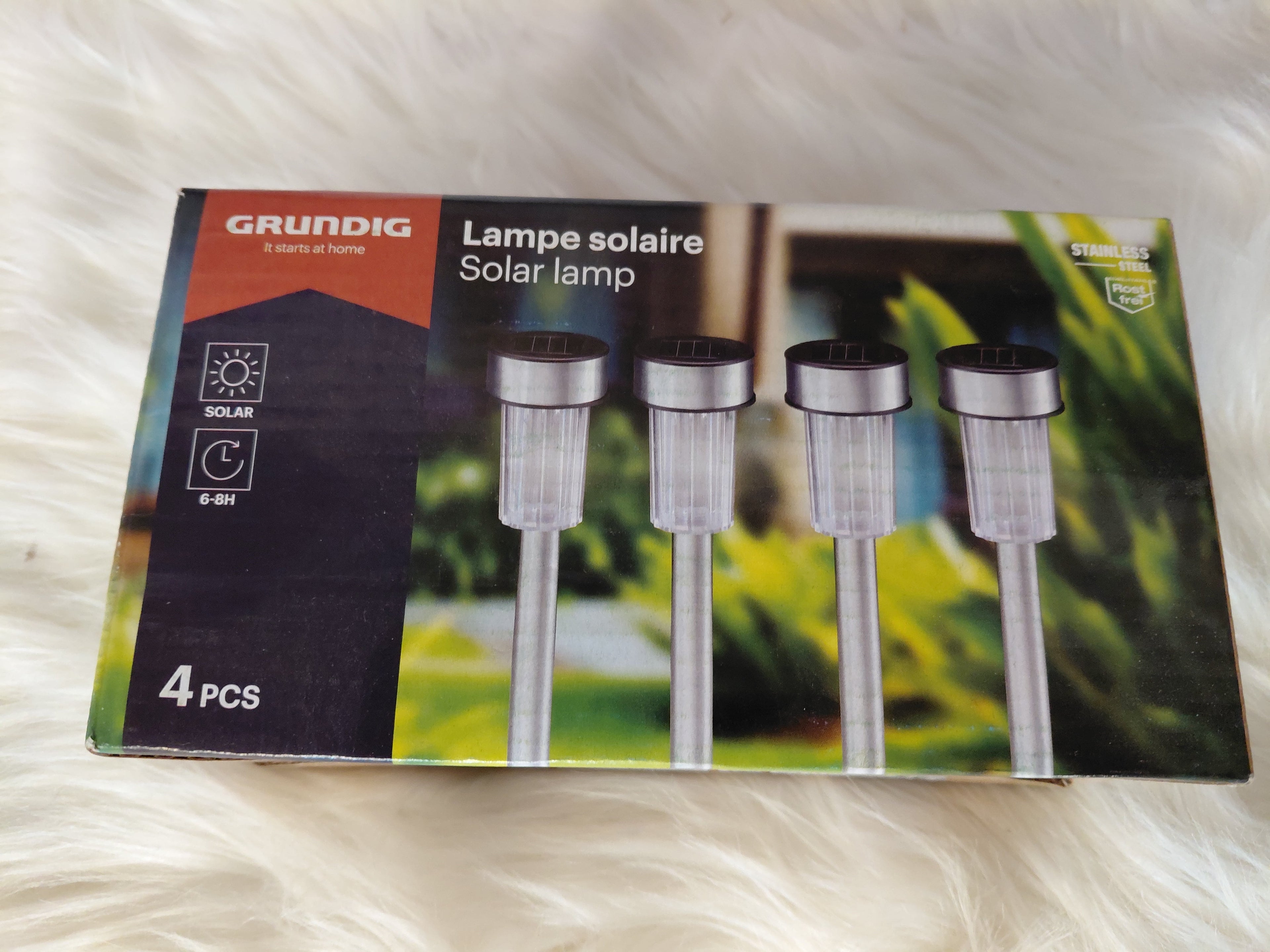 Grundig Solarne lampki ogrodowe LED zestaw 4 szt. - solar, bez kabli, stal nierdzewna