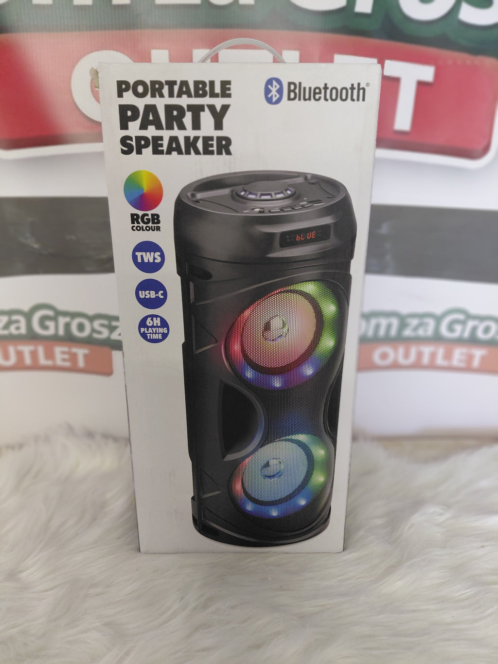 Głośnik Bluetooth Party Speaker RGB 2x5W - TWS, USB-C, 18 LED, 6h grania!