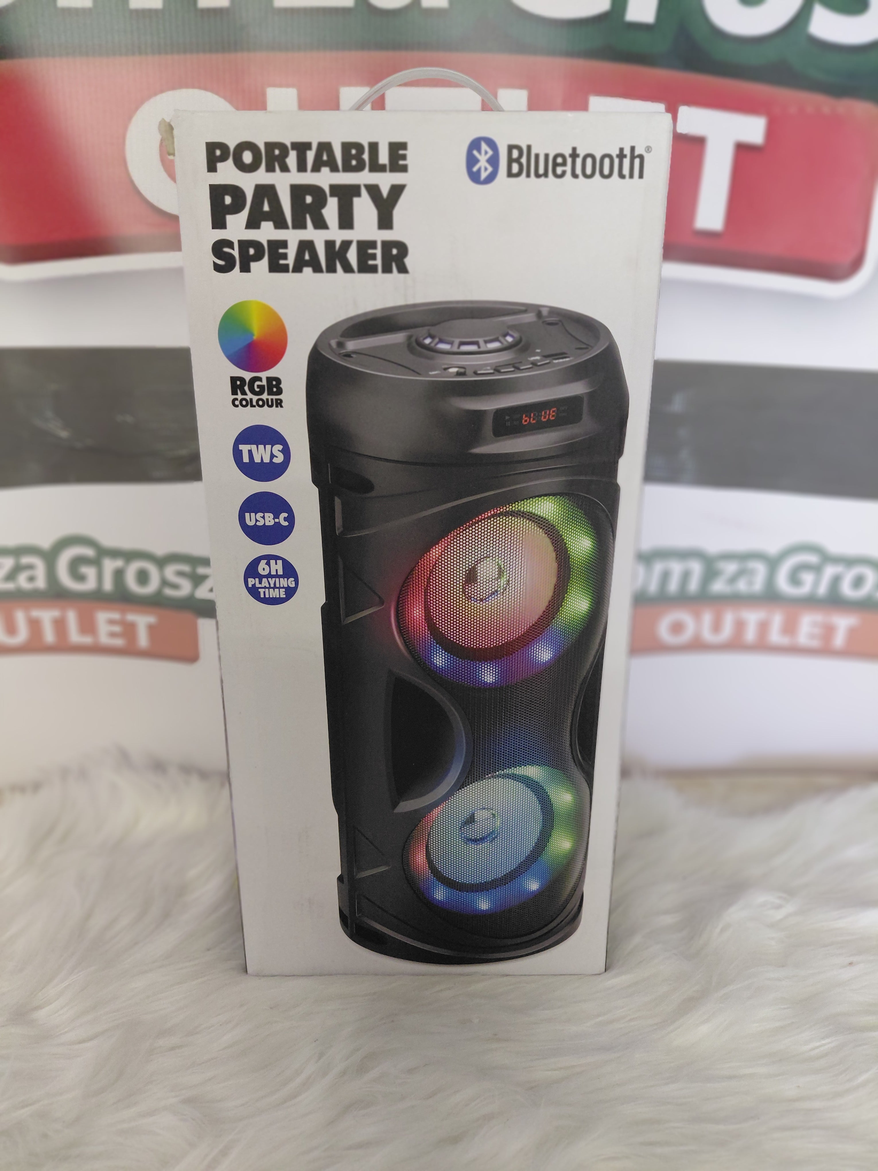 Głośnik Bluetooth Party Speaker RGB 2x5W - TWS, USB-C, 18 LED, 6h grania!