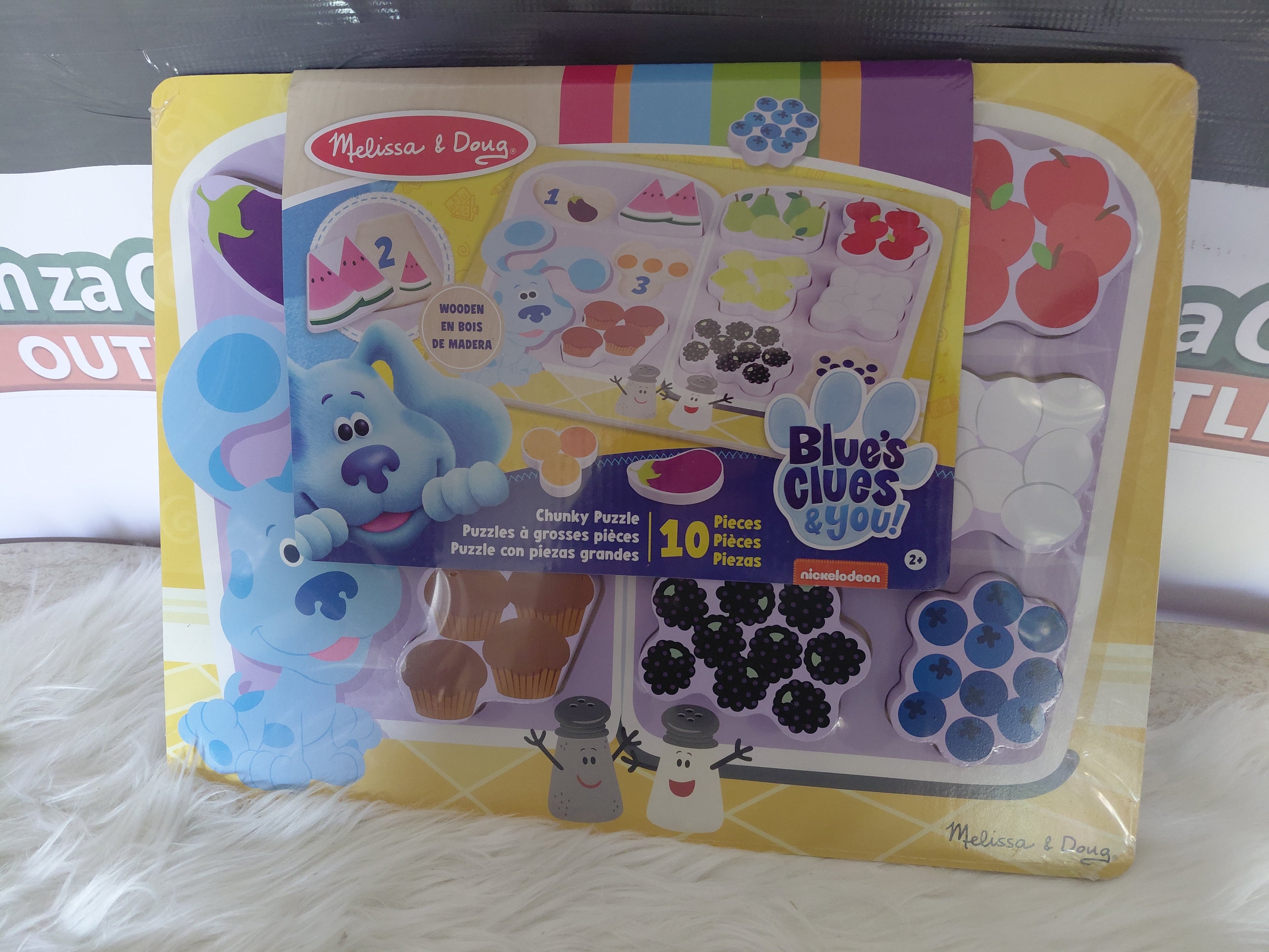 Melissa & Doug Blue's Clues & You! Drewniane Puzzle Chunky - Jedzenie z Lodówki | 10 el. | 2+