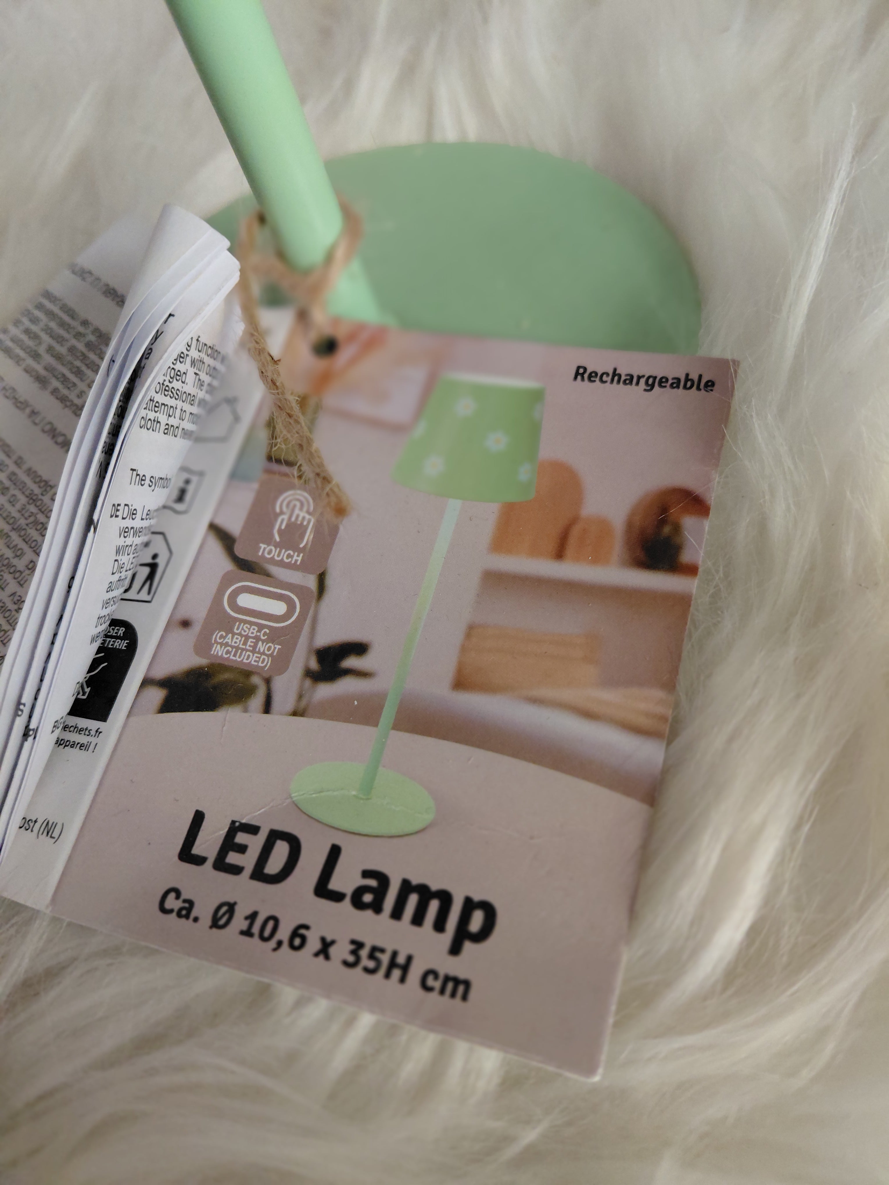 Lampka LED Rechargeable Touch Miętowa ze Stokrotkami Zestaw 2 szt. | USB-C | Ø10,6x35H cm