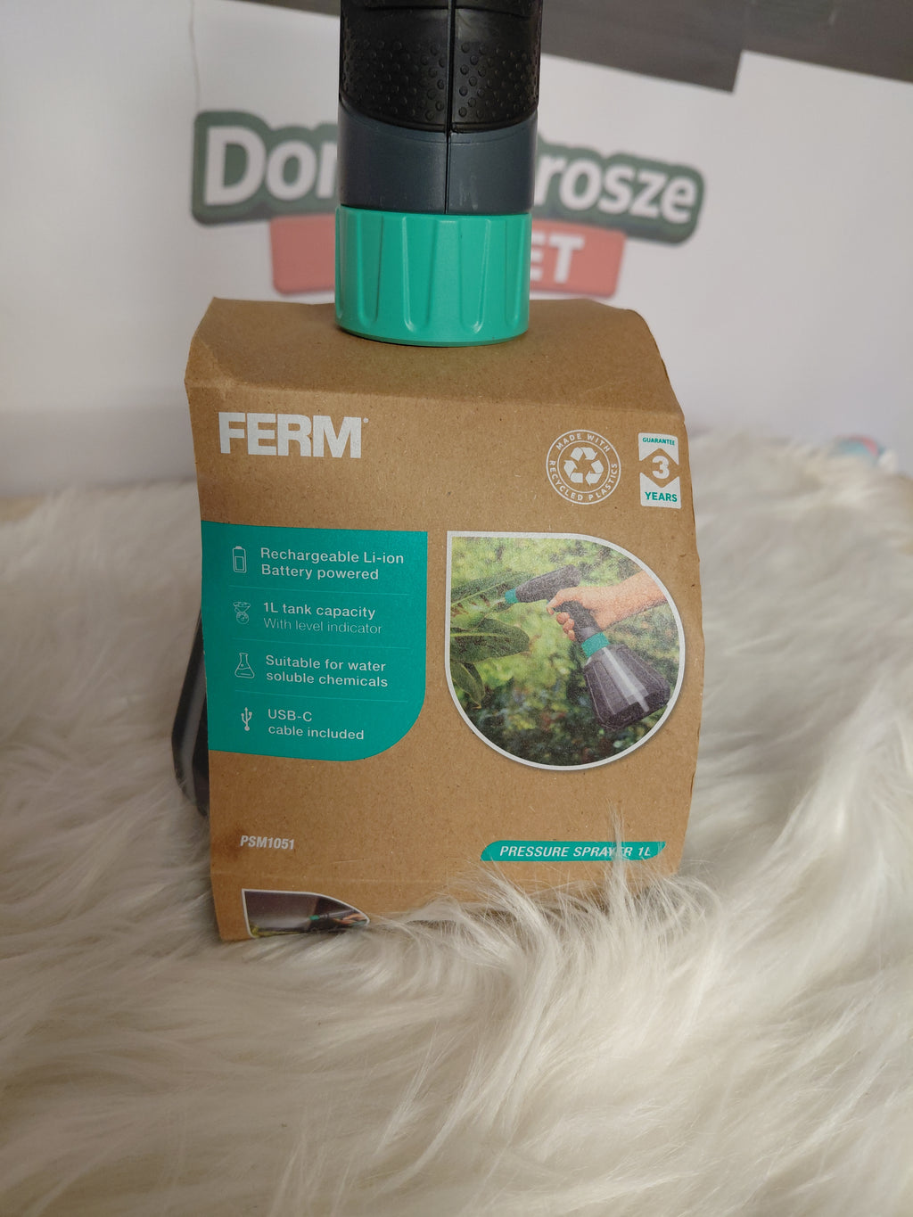FERM PSM1051 Akumulatorowy Opryskiwacz Ciśnieniowy 1L | Li-Ion USB-C | Regulowana Dysza