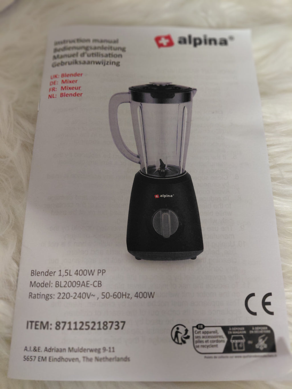 Alpina Blender kielichowy 1,5L 400W BL2009AE-CB