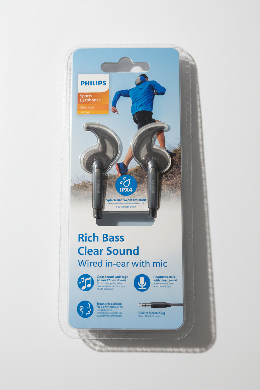 Philips Sports Earphones przewodowe dokanałowe z mikrofonem IPX4