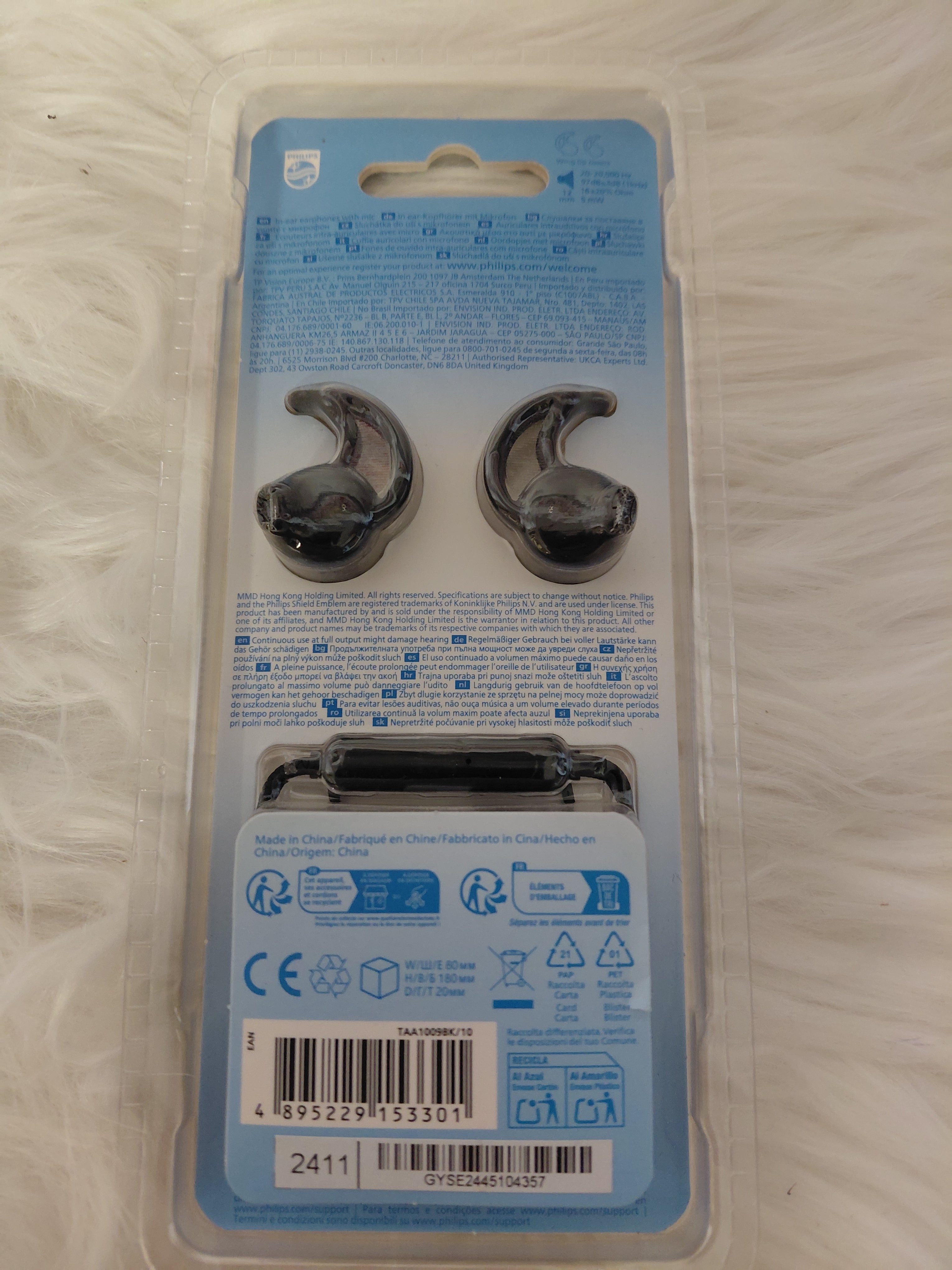 Philips Sports Earphones przewodowe dokanałowe z mikrofonem IPX4