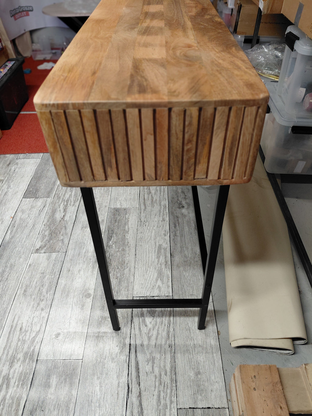 Konsola z szufladami - drewno mango i metal, 90x80x35 cm