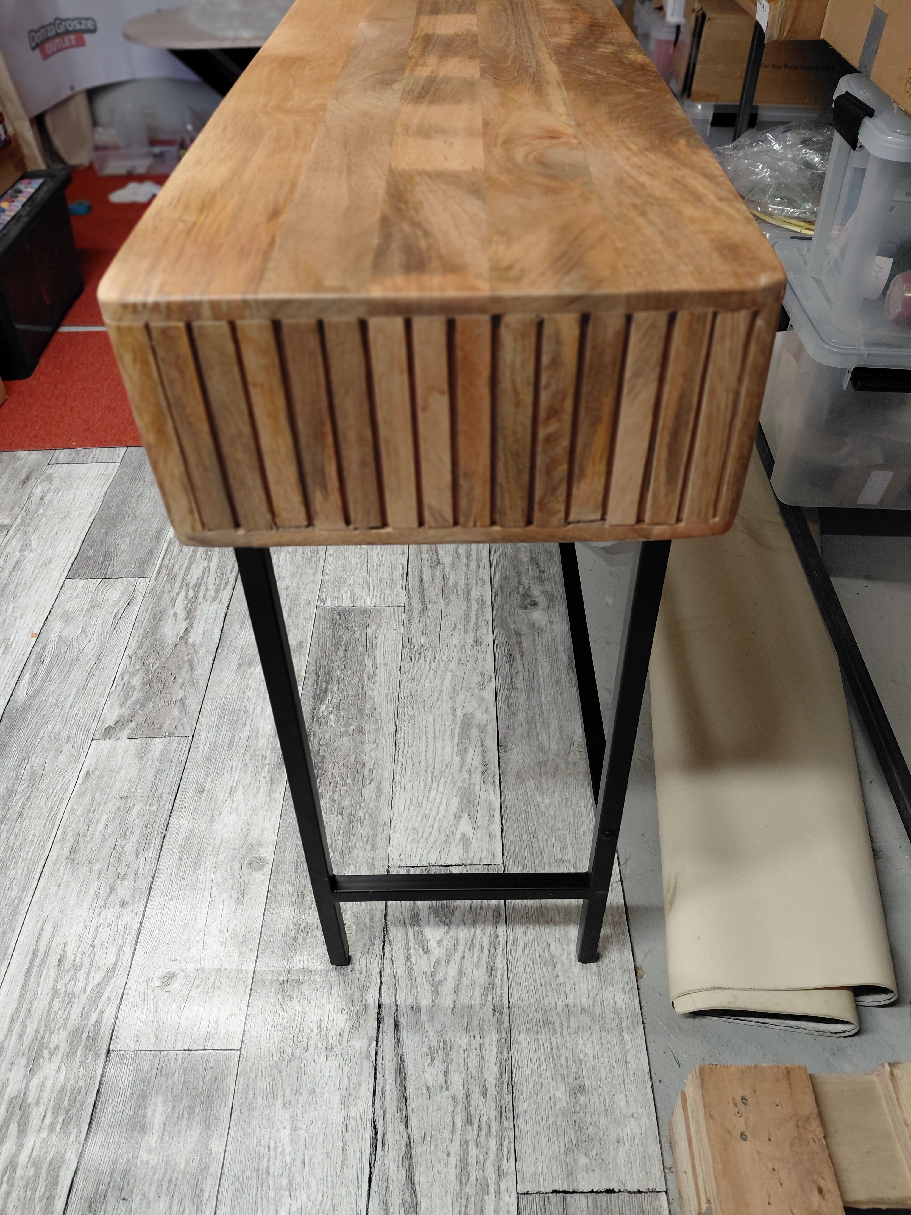Konsola z szufladami - drewno mango i metal, 90x80x35 cm