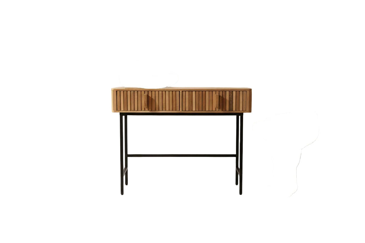 Konsola z szufladami - drewno mango i metal, 90x80x35 cm