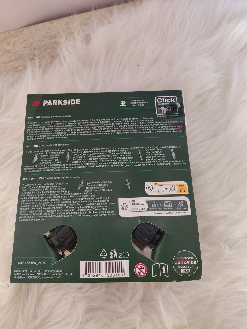 Parkside Rozdzielacz 2-Drożny z 2 Złączkami do Węża max. 4 bar Click System