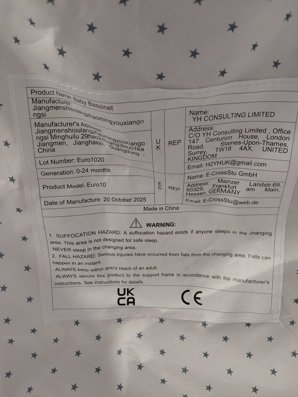 Holavida Baby Bassinet Euro10 - składana kołyska niemowlęca z moskitierą