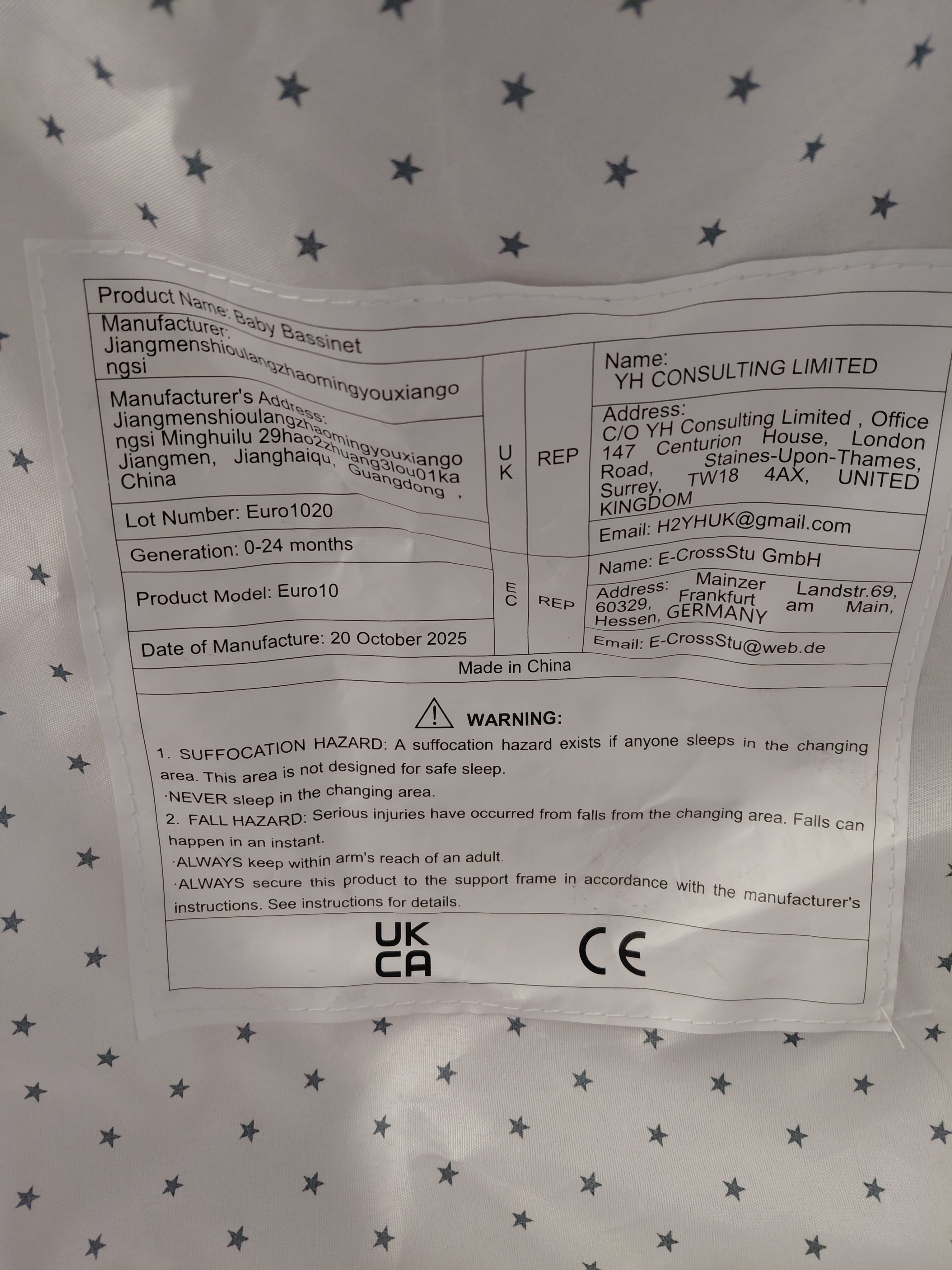 Holavida Baby Bassinet Euro10 - składana kołyska niemowlęca z moskitierą