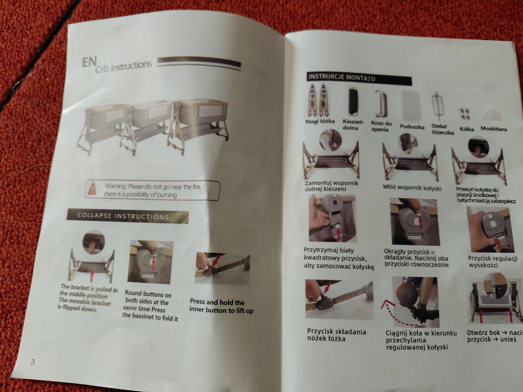 Holavida Baby Bassinet Euro10 - składana kołyska niemowlęca z moskitierą