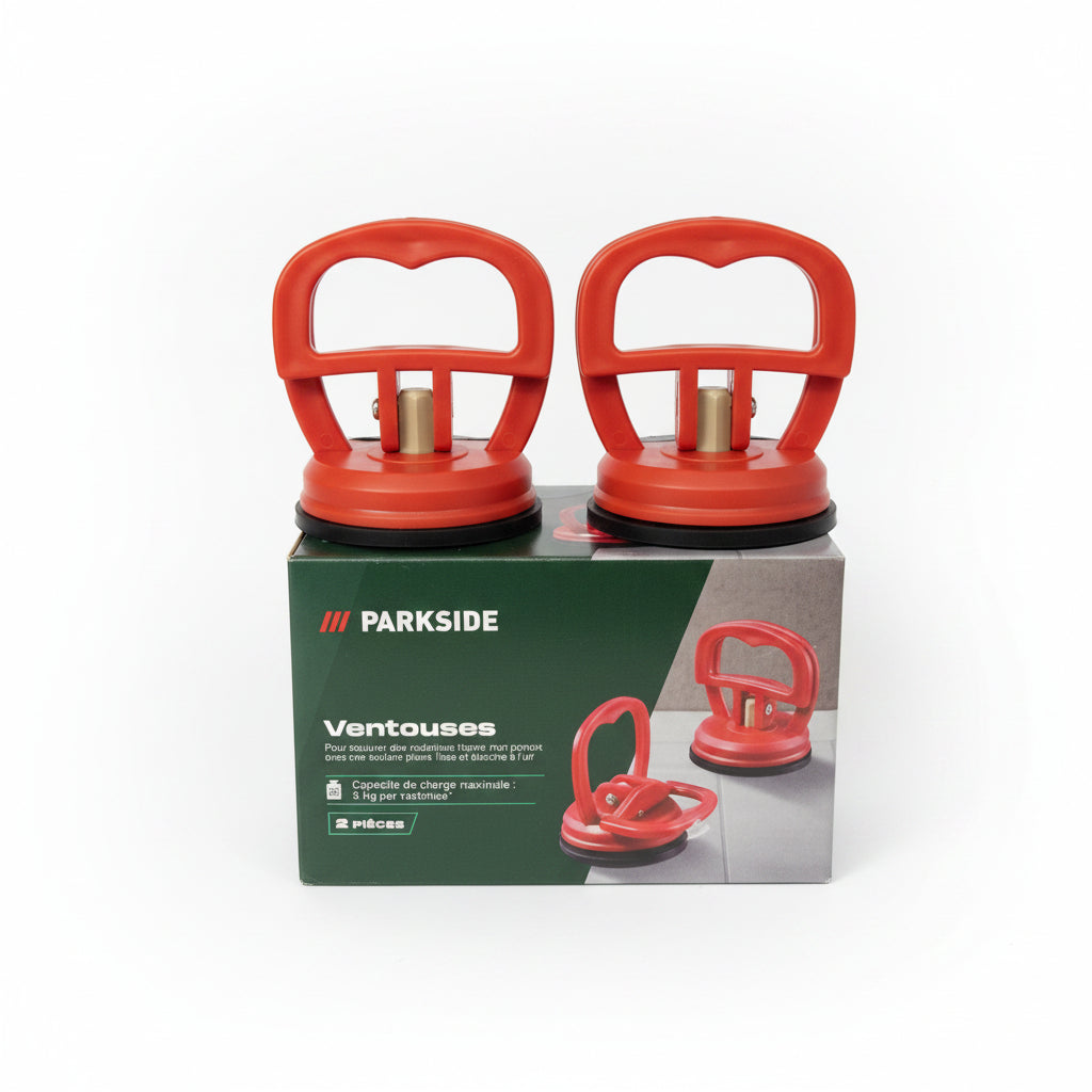 Parkside Przyssawki do Płytek Szkła i Metalu 2 szt. | Nośność 8 kg/szt.
